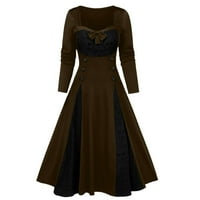 Juebong Womens Square Crt Maxi Haljina Moda Gotic Vintage Plus Veličina Svečana haljina Halloween Dugih
