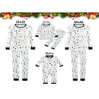 Gwiyeopda Božićni podudaranje Pajamas noćni odjeća za djecu, bijeli dugi rukav tiskani uzorak i hlače