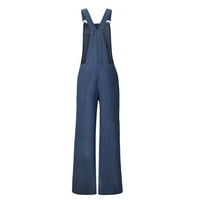 Ženski sakupljanje punog kombinezona Jednobojno bodići Jeans OnePiece Leotard Crne kožne hlače bez rukava za žene, plavo, xxl