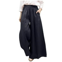 Mrat pune dužine hlače ženske casual hlače dame modni ljetni puni casual džep elastični struk duge hlače ženske hlače sa džepovima