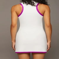 Ženski golf teniski sportski haljina bez rukava Split vježbanje Atletska haljina bijela i vruća ružičasta L
