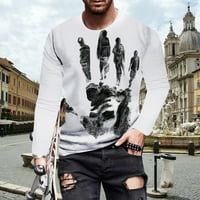 Košulje za muškarce vrat Digitalni majica Casual rukav dugački muški 3D TOP štampani ulični okrugli muške bluuusemene haljine srebrne + xl