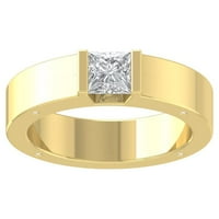 Araiya 10k žuta zlatna princeza rez dijamantskih solitaire bend prsten, veličina 8.5