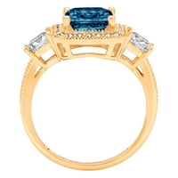 3. CT briljantna princeza Clear Simulirani dijamant 18k žuti zlatni pasijans sa akcentima Trobonski prsten SZ 5.25