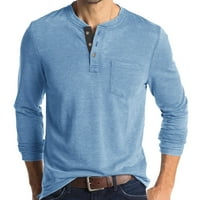 Muške majice Proljeće Jesen dugme Okrugli izrez Čvrsta boja Bluza Dugi rukav Džepna košulja za putni odmor za putovanja