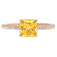 2.7ct Asscher Cut Yellow Prirodni citrinski 18k ružičasto zlato Angažova za angažman prsten veličine 9.25