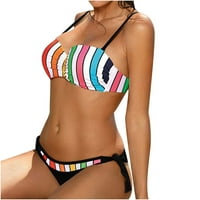 Ženski kupaćih kostima Striped Rainbow Color Thong Bikini kupaći kostimi za kupalište