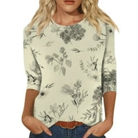 Ženski rukav vrhovi Ležerne mramorne košulje za printu okrugle vrat Pad Spring Dame Tri četvrtine Dužine Bluze rukava
