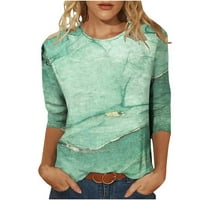 Košulje za žene čišćenje Ženska modna tiskana labava majica Srednja rukava rukavi bluza Okrugli vrat Ležerne vrhove