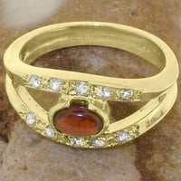 Britanci napravio 14k žuto zlatni prsten s prirodnim Garnet & Diamond Womens prstenom - Opcije veličine