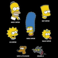 Muškarci se Simpsons porodice suočava s grafikom tee crnim velikim visokim