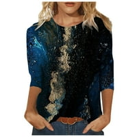 Fuieoe Top Womens Termop TOP PLUS Veličina Ženska modna tiskana labava majica Srednja rukava Bluza Bluza