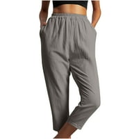 Farstey Capri pantalone za žene Solid Color Lounge Athletic Pantalone Labavi fit elastični džepovi visokog