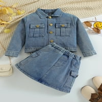 Bagilaanoe Little Girls Fall odjeća Toddler jakna s dugim rukavima + mini suknja 4T 5t 6t Kids Casual