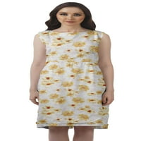 Moomaya tiskani rayon casual duljine koljena haljina za ženska haljina za smjene vrata
