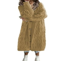 Glookwis Women kaput od kaputa od pune boje dugih rukava sa džemper sa šal jakna v izrez Grey m
