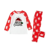 Porodični božićni pidžami Podudarni setovi Xmas Elk Reindeer ispisani PJS dugih rukava i pant za odmor