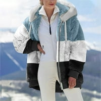 Patlollav ženski kaputi plus veličina topli FAU kaput sa zatvaračem dugih rukava, zimski jakne