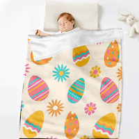DICASSER Uskršnje zečice i jaja bacaju pokrivač sa jastukom tople nejasne plišane ćebe za kućni kauč,