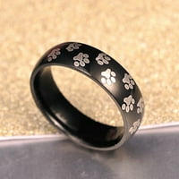 Welling Muškarci Žene Slatke životinjske šape Ispiši titanijum čelični prsten za prsten za rođendan