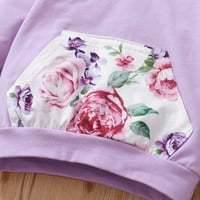 Pamuk cvjetni ispis dukserice i pantalone s dugim rukavima i pantalone tri set veličine 110