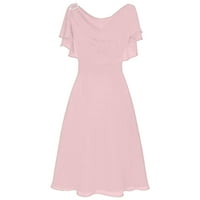 Žene ljetne haljine za žene večernje haljine haljina datuma casual dužine gležnja scoop vrat čvrsti ružičasti xl