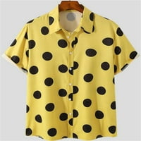 Ljetni trendi čišćenje muški košulje Ljeto Muška polka Dot Slim Fit Cardigan Dugme Slimi majica kratkih rukava Plaža Casual Top Yellow XXXL