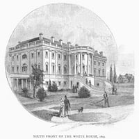Bijela kuća, 1825. nsoužna strana Bijele kuće kao što je izgledala 1825. Graviranje drveta, američki,
