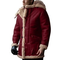 Muški veliki muškarac Plus veličine zimski gumb kaput rever ovratnik dugih rukava podstavljena kožna jakna Vintage zimski džemper muški jakna puni patentni patentni jakna za muškarce