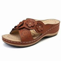 Zunfeo Womens Papuče Cleance- Wedge Heels Sandale Modne Ležerne otvorene nožne sandale na otvorenom papuče na plaži Par papuče smeđe 4.5