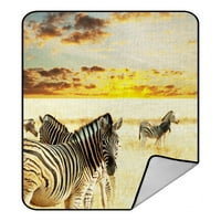 Životinjski pokrivač, afričke divlje životinje zebre u izlasku pejzažnu flizu pokrivač pokrivača za
