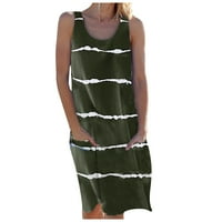 Ljetne haljine za žene Ženska modna casual bez rukava maxi rezervoarska haljina dužine koljena je smanjena vojska zelena 4