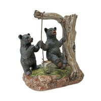 Medvjed figurica - divna dva crna medvjeda koja se igraju na statu statua staklene površine drveća
