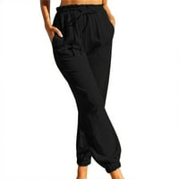 Zuwimk Tergo hlače žene, vrećaste hlače visoke struke za žene Vintage Y2K ravne pantalone za noge labave crno, 3xl