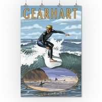 Gearhart, Oregon - Surfanje - surfanje - Lantern Press poster