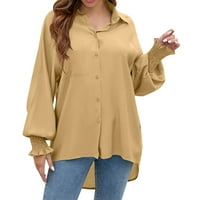 Košulje za žene mekane pune boje labave ležerne majice dugih rukava