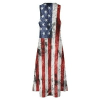 Hanas vrhovi američke zastave maxi haljina za ženske casual ljeto bez rukava bez rukava za sunčanje