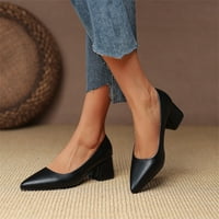 Cipele za ples Aaiaymet za žene dame modne pune pumpe nalik kožnim pumpom šiljaste cipele s visokim petom, crna 7.5