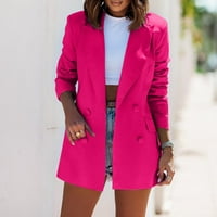 Odeerbi Blazer jakne za žene Business Attire Solid Boja s dugim rukavima Gornji kaput vruće ružičaste