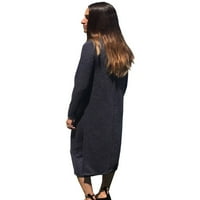 Ženska obrezirana prednje slojevi džemper pletene midi tunika haljina