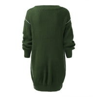 Ženska Crewneck kabel dugih rukava pletene džemper haljina Slouchy prevelike haljine za pulover Jesenske haljine za žene zelene, m