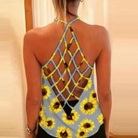Aaimomet vrhovi za žene Top Print Fashion Central Bluza Sunflower o-izrez Ženska bluza bez rukava ženska