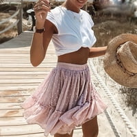 Qazqa ženski visoki struk Linija mini suknja Nasleđena ruffle slatka plaža kratka suknja ružičasta l