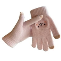 Žene zimske pletenje crtane rukavice s pet prstiju i minutnim toplim rukavicama