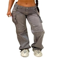 Ženske bagerske hlače s malim strukom Širokoj lujke Ležerne prilike Ležerne prilike sažeti Džepne Joggers Hlače Hippie Punk