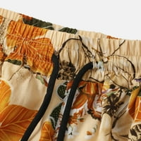 Teretna kratke hlače za muškarce muške ljetne plaže cvjetni ispis džep za crtanje kratke hlače narančasta