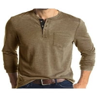 Paille Fall dugi rukav Košulje za muškarce Ležerne Henley majice Tipke za vrat u boji, pulover uredskih