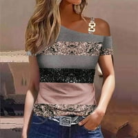 Meuva ženska ljetna jednostavna majica s majicom od metala kratkih rukava