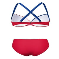 Dokotoo ženski crveni plavi blok u boji dva bikinija kupaći kostim gurnuti podstavljenim kupaćim odijelima