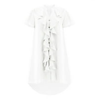 Clearsance Ljetne haljine za žene Kratki rukav Dužina koljena Ležerna omotana OTPRED V-izrez Haljina Bijela XL